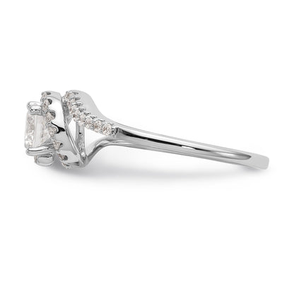 14k White Gold Diamond Round CZ By Pass Engagement Ring
