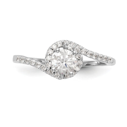 14k White Gold Diamond Round CZ By Pass Engagement Ring