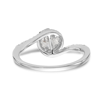14k White Gold Diamond Round CZ By Pass Engagement Ring