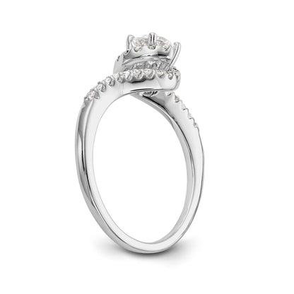 14k White Gold Diamond Round CZ By Pass Engagement Ring