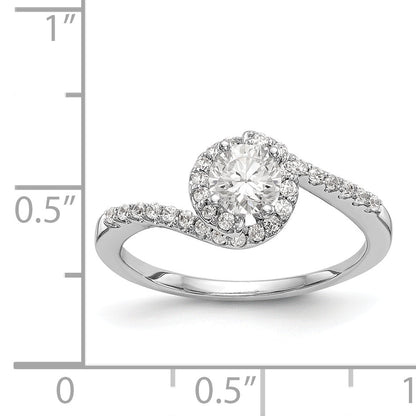14k White Gold Diamond Round CZ By Pass Engagement Ring