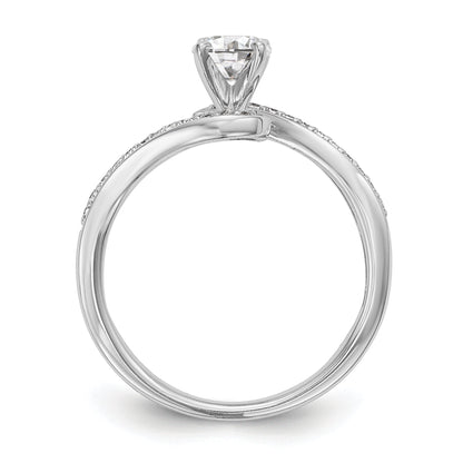 14kw Peg Set Diamond Round CZ By Pass Engagement Ring