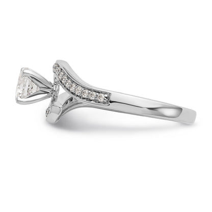 14kw Peg Set Diamond Round CZ By Pass Engagement Ring