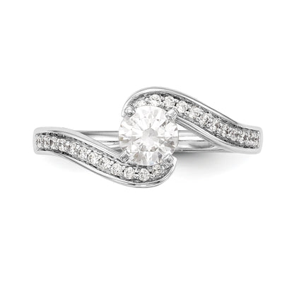 14kw Peg Set Diamond Round CZ By Pass Engagement Ring