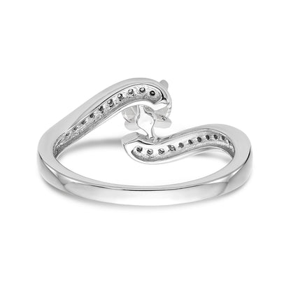 14kw Peg Set Diamond Round CZ By Pass Engagement Ring