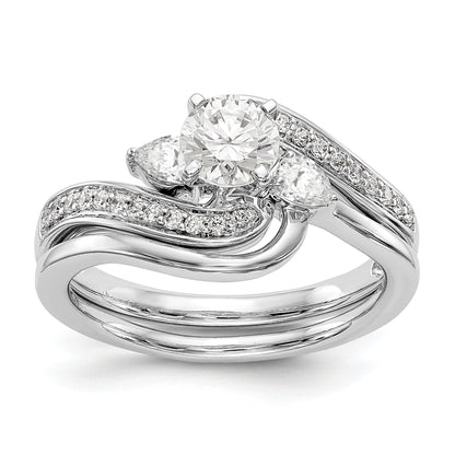 14kw Peg Set Diamond Round CZ By Pass Engagement Ring