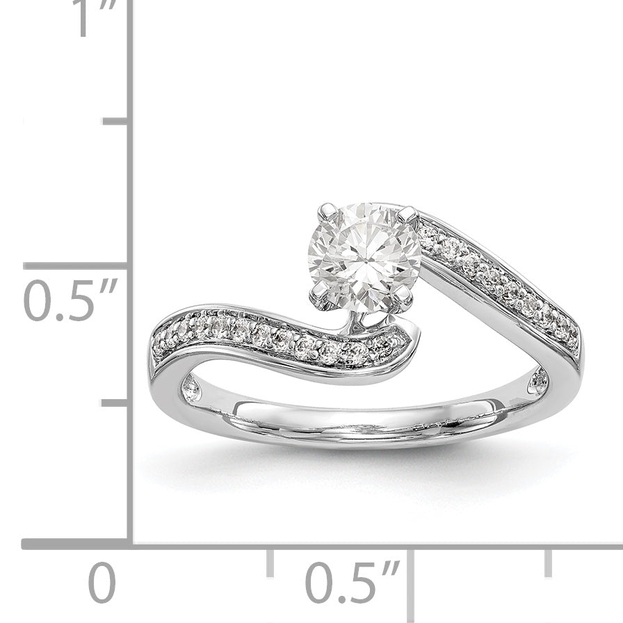 14kw Peg Set Diamond Round CZ By Pass Engagement Ring