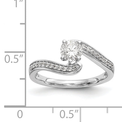 14kw Peg Set Diamond Round CZ By Pass Engagement Ring