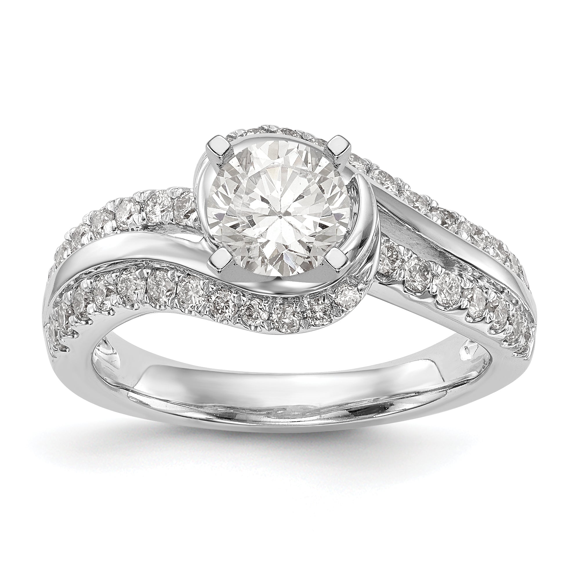 14k White Gold Simulated Diamond Engagement Ring