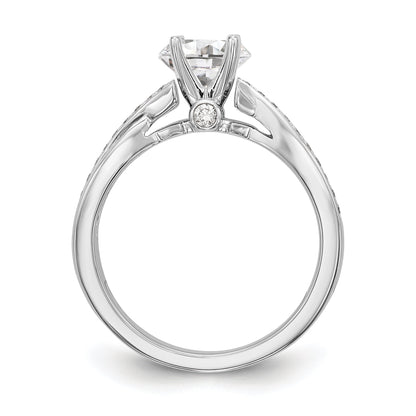 14k White Gold Diamond Round CZ By Pass Engagement Ring