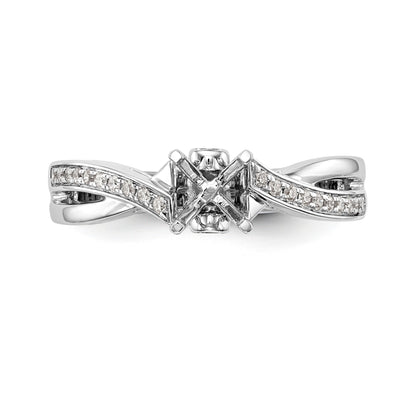 14k White Gold Diamond Round CZ By Pass Engagement Ring