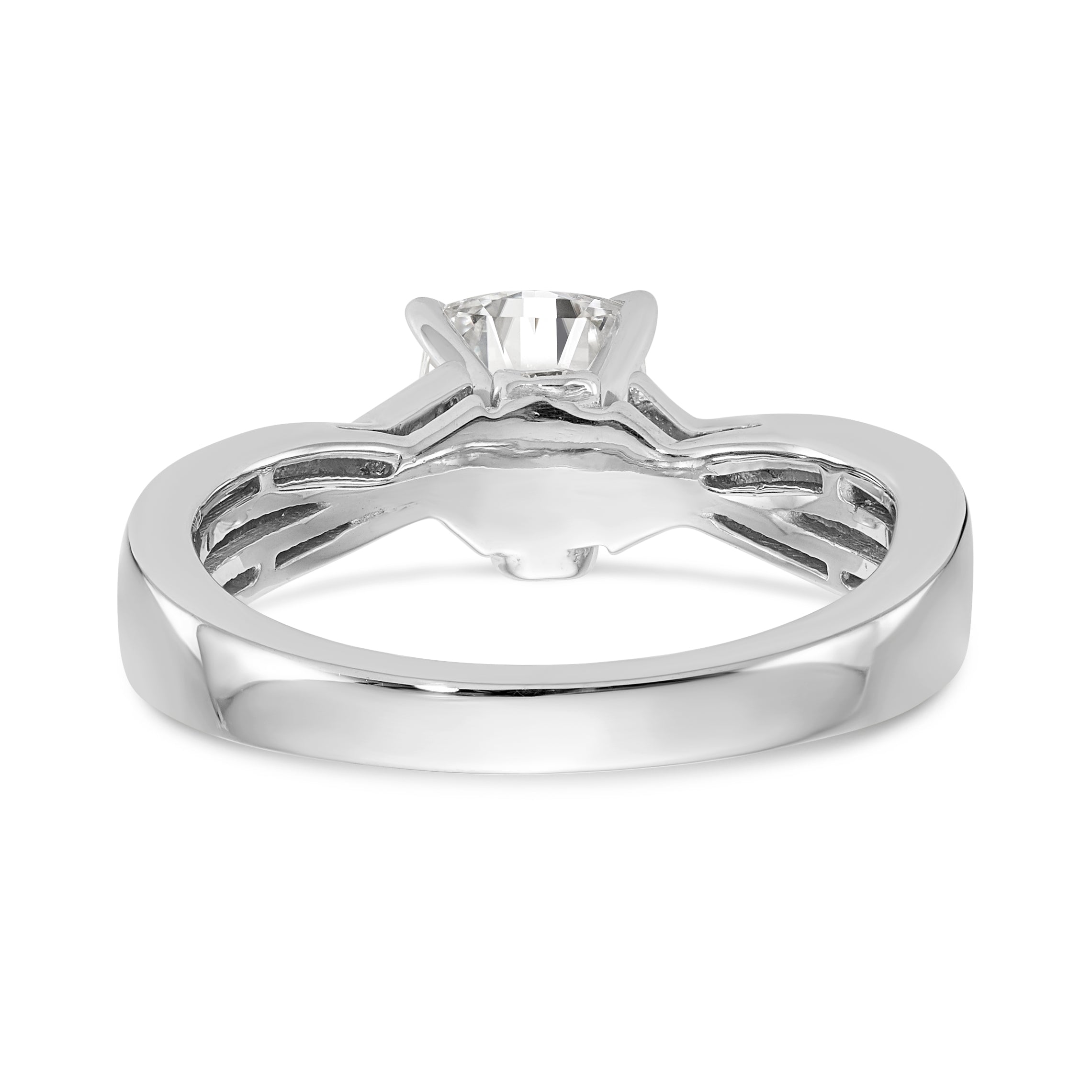 14k White Gold Diamond Round CZ By Pass Engagement Ring