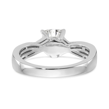 14k White Gold Diamond Round CZ By Pass Engagement Ring