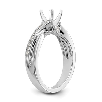 14k White Gold Diamond Round CZ By Pass Engagement Ring