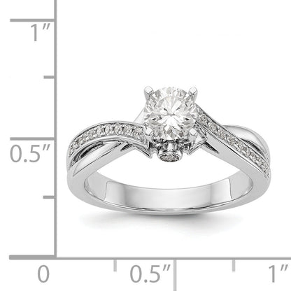 14k White Gold Diamond Round CZ By Pass Engagement Ring
