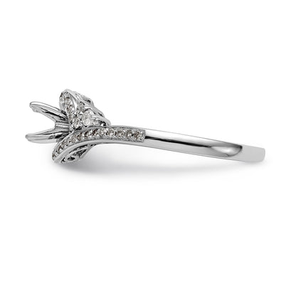 14k White Gold Diamond Round CZ By Pass Engagement Ring