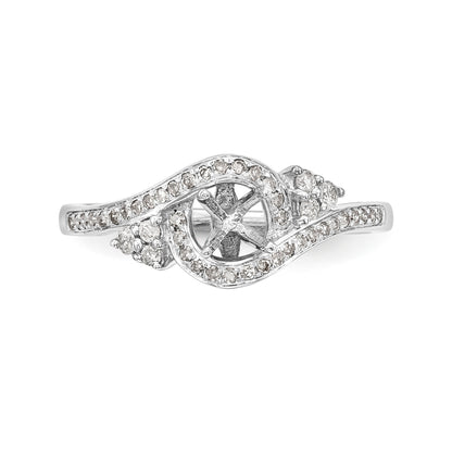 14k White Gold Diamond Round CZ By Pass Engagement Ring