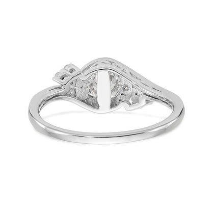 14k White Gold Diamond Round CZ By Pass Engagement Ring