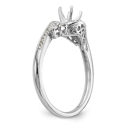 14k White Gold Diamond Round CZ By Pass Engagement Ring