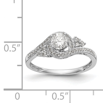 14k White Gold Diamond Round CZ By Pass Engagement Ring