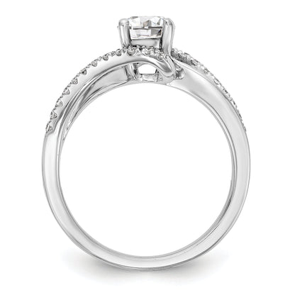 14k White Gold Diamond Round CZ By Pass Engagement Ring