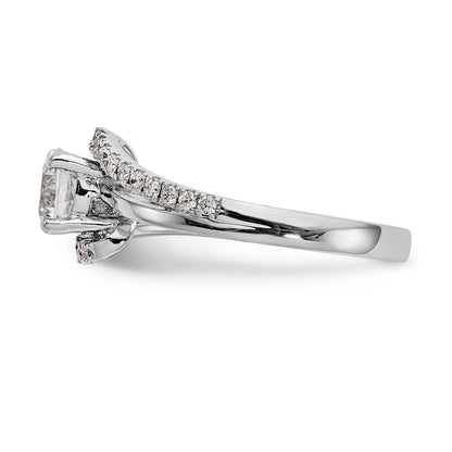 14k White Gold Diamond Round CZ By Pass Engagement Ring
