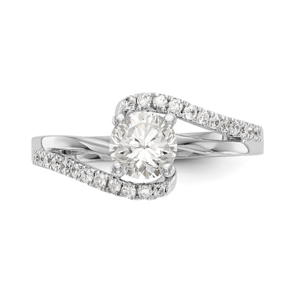 14k White Gold Diamond Round CZ By Pass Engagement Ring