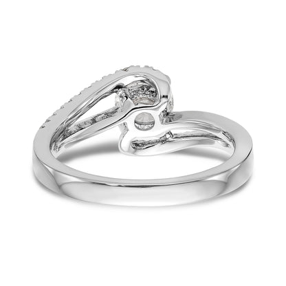 14k White Gold Diamond Round CZ By Pass Engagement Ring