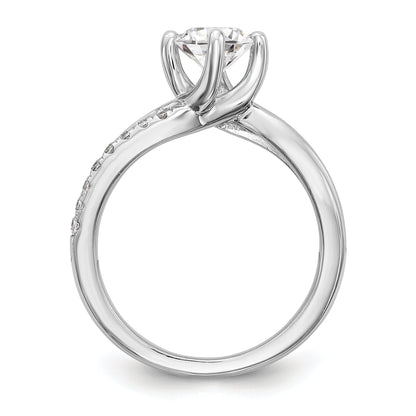 14k White Gold Diamond Round CZ By Pass Engagement Ring