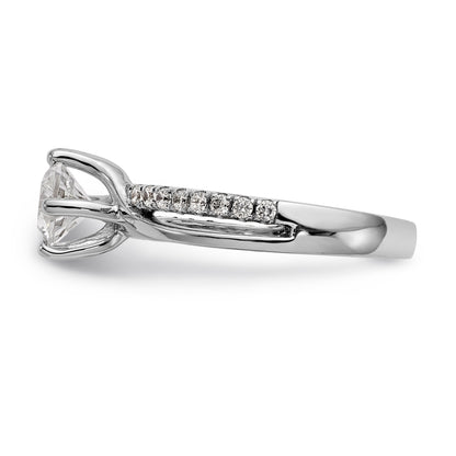14k White Gold Diamond Round CZ By Pass Engagement Ring