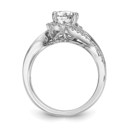 14k White Gold Diamond Round CZ By Pass Engagement Ring