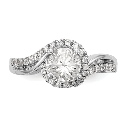 14k White Gold Diamond Round CZ By Pass Engagement Ring