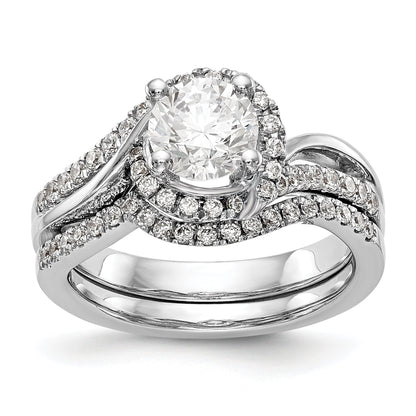 14k White Gold Diamond Round CZ By Pass Engagement Ring