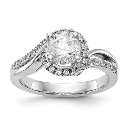 14k White Gold Diamond Round CZ By Pass Engagement Ring