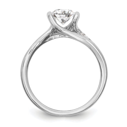 14k White Gold Diamond Round CZ By Pass Engagement Ring