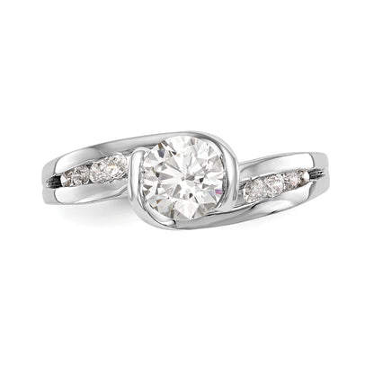 14k White Gold Diamond Round CZ By Pass Engagement Ring