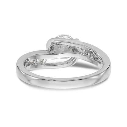 14k White Gold Diamond Round CZ By Pass Engagement Ring