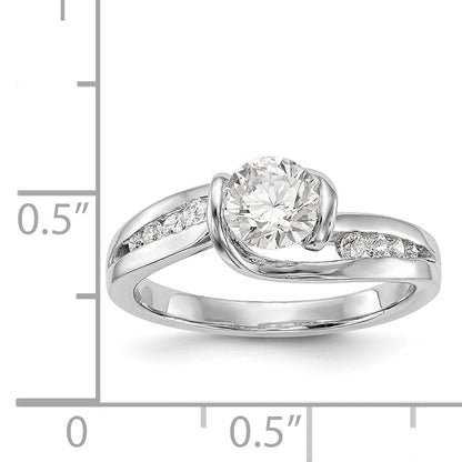 14k White Gold Diamond Round CZ By Pass Engagement Ring