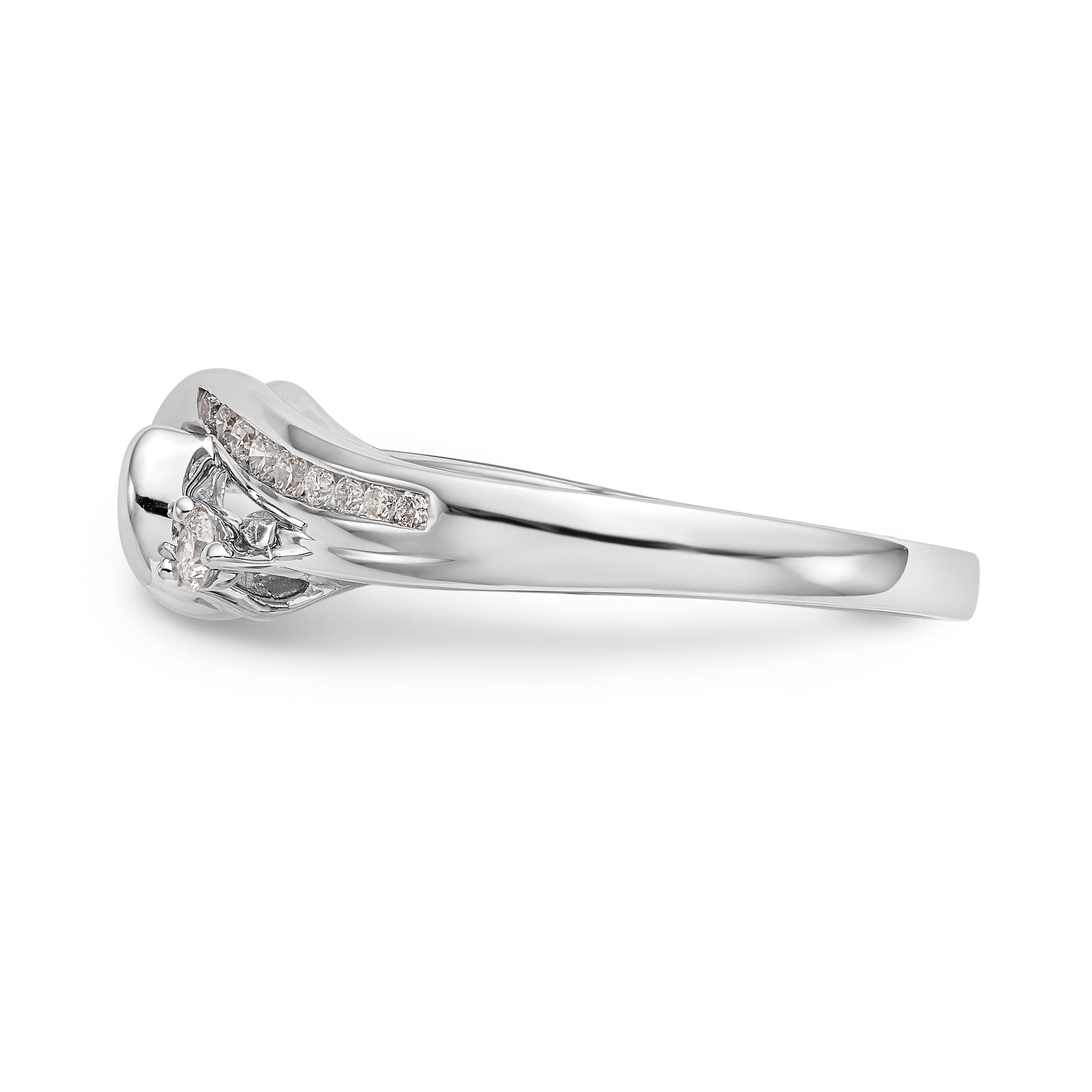 14k White Gold Diamond Bezel CZ By Pass Engagement Ring