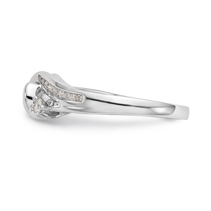 14k White Gold Diamond Bezel CZ By Pass Engagement Ring