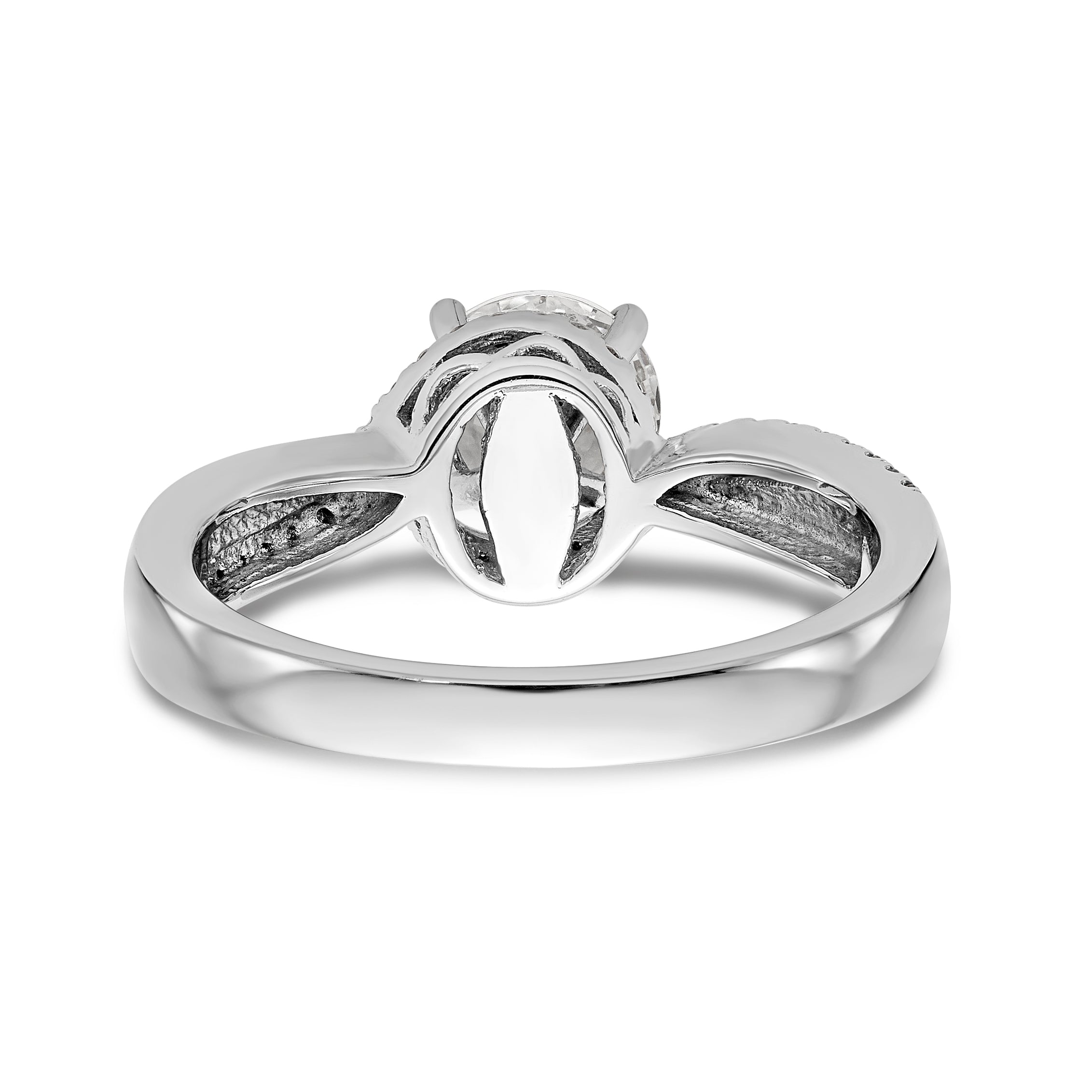 14kw Peg Set Diamond Round CZ By Pass Engagement Ring