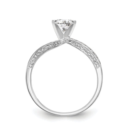 14kw Peg Set Simulated Diamond By Pass Engagement Ring
