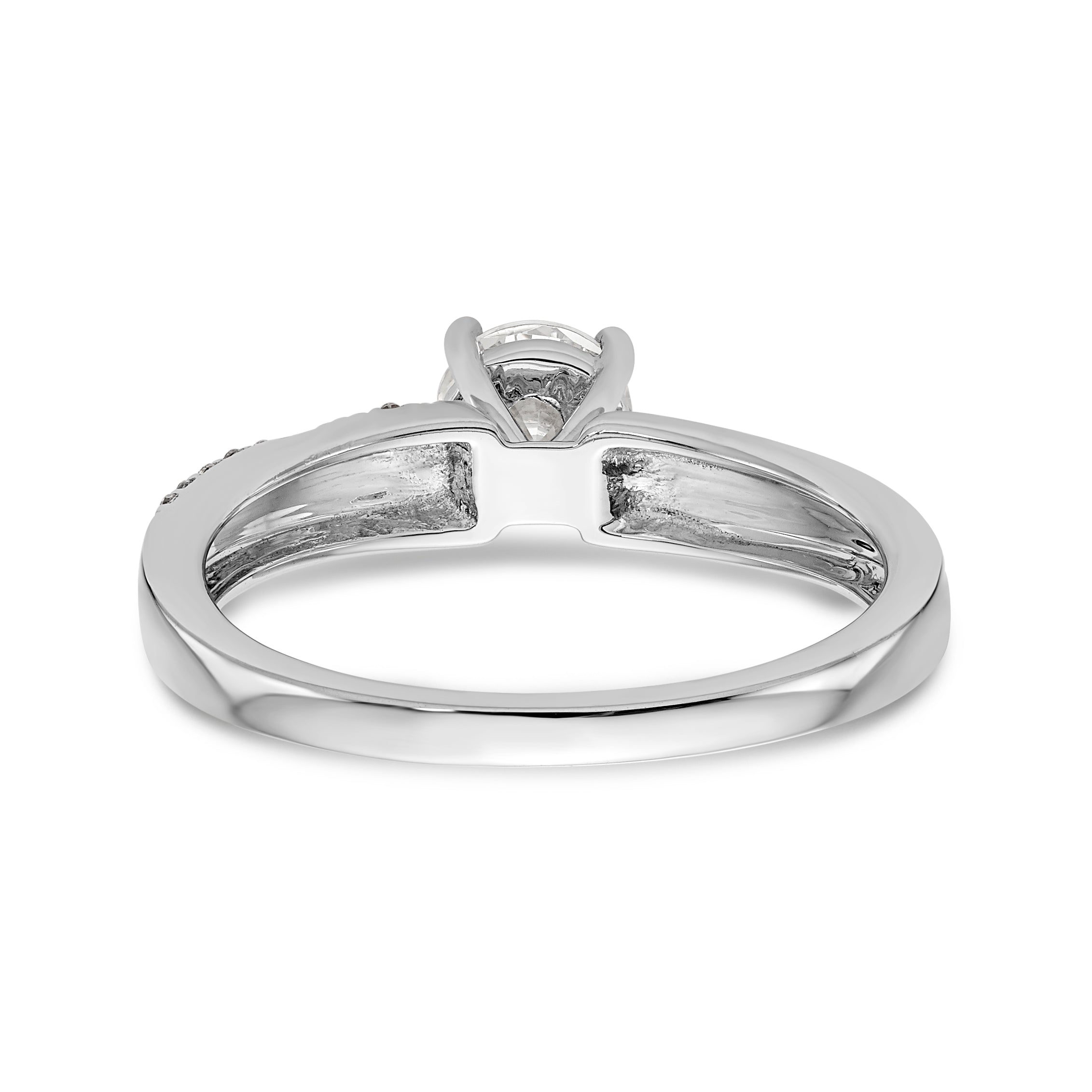 14kw Peg Set Diamond Round CZ By Pass Engagement Ring