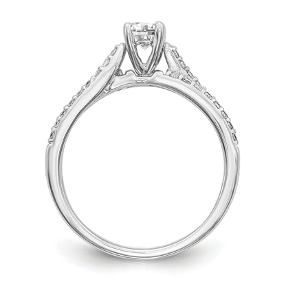 14kw Peg Set Diamond Round CZ By Pass Engagement Ring