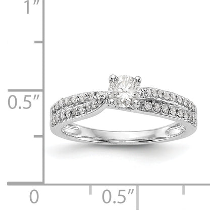 14kw Peg Set Diamond Round CZ By Pass Engagement Ring