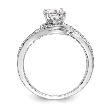 14k White Gold Diamond Round CZ By Pass Engagement Ring