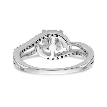 14k White Gold Diamond Round CZ By Pass Engagement Ring