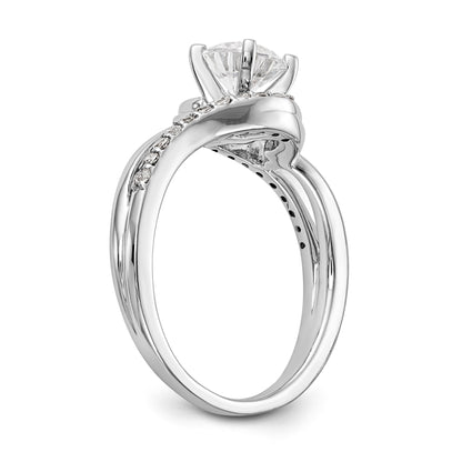 14k White Gold Diamond Round CZ By Pass Engagement Ring