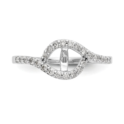 14k White Gold Peg Set Simulated Diamond By Pass Engagement Ring