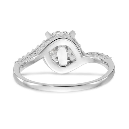 14k White Gold Peg Set Simulated Diamond By Pass Engagement Ring